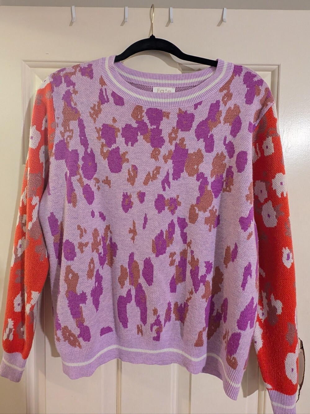Fate Lavender Sweater with Coral & Purple Pattern